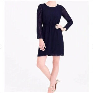 J. Crew Factory Navy Textured Long-Sleeve Mini Dress